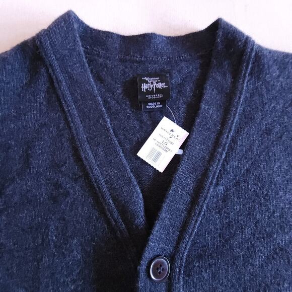 Womens Harry Potter Hufflepuff Scottish Wool Button Cardigan Sweater Size Large - Picture 7 of 8